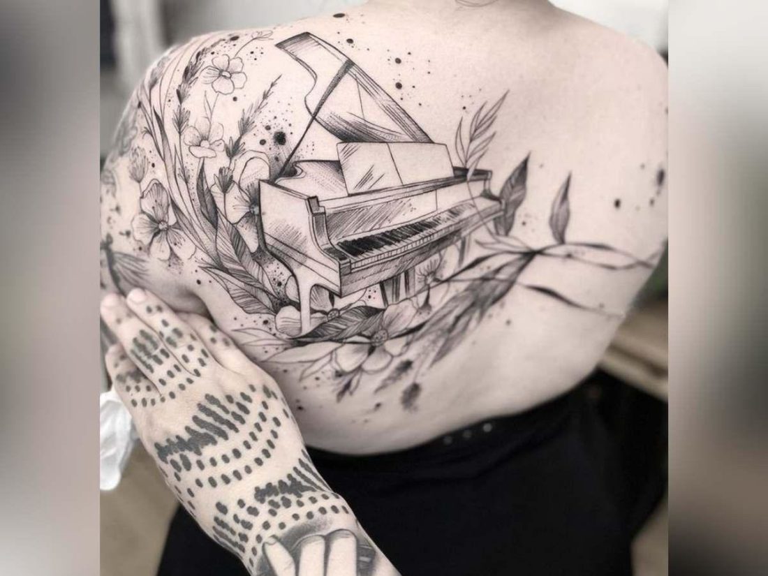 Botanical Piano Tattoo (From: Instagram/zdvyhl)