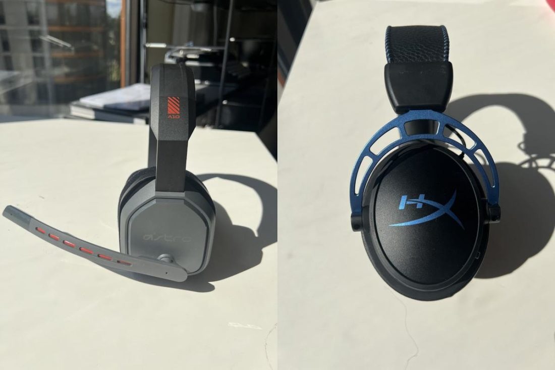 Side by side comparison of the materials used on both headphones.
