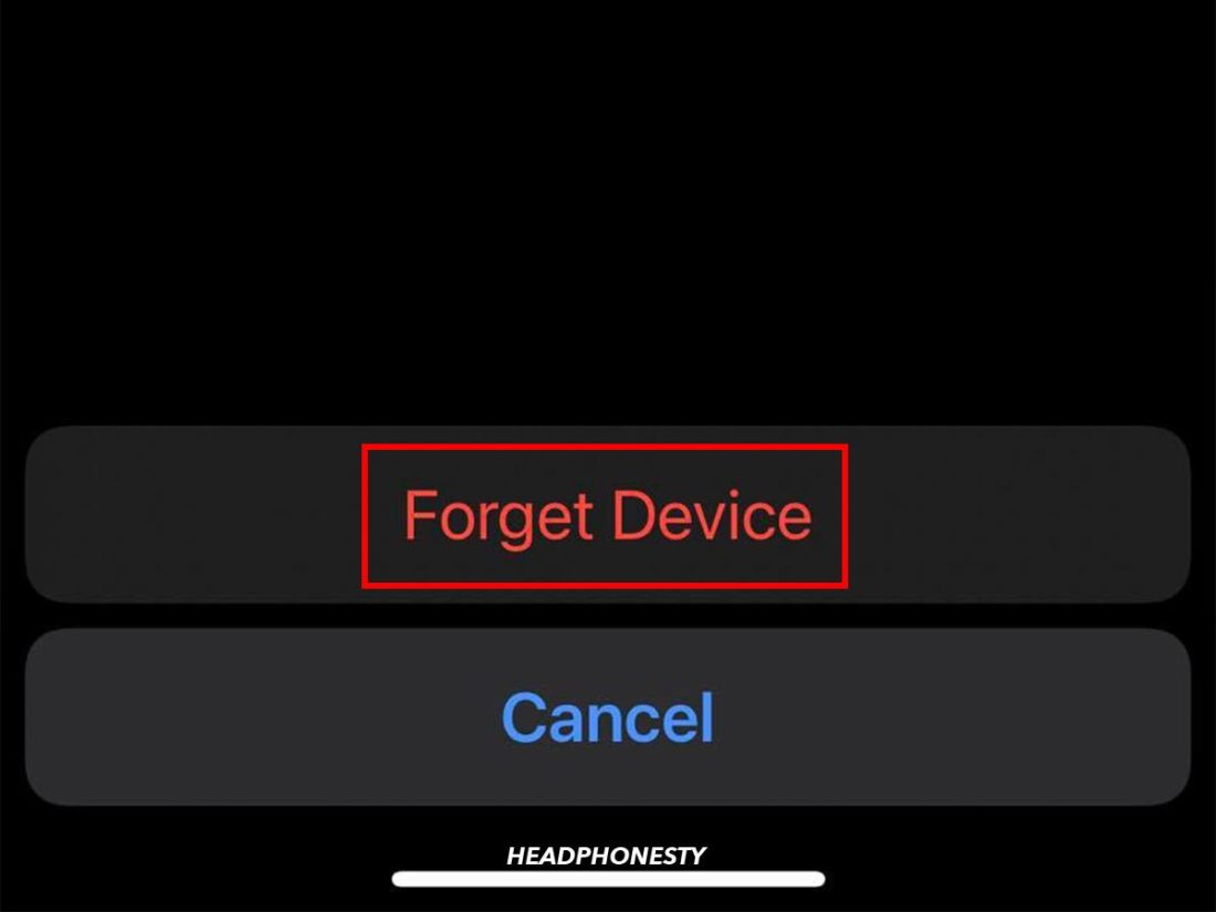 Confirm 'Forget Device' to un-pair your AirPods