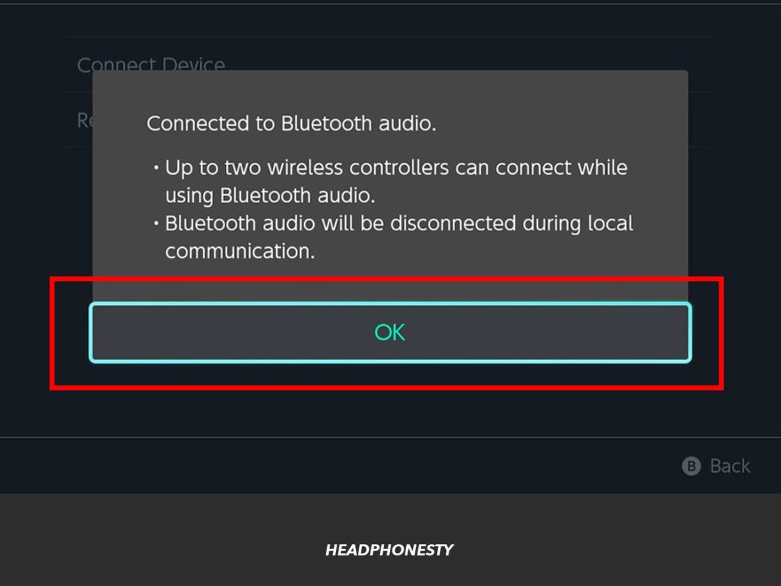 Confirming AirPods connection to Switch