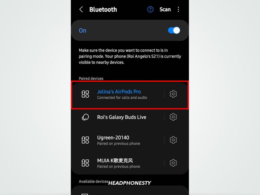 Menghubungkan ke AirPods di Android