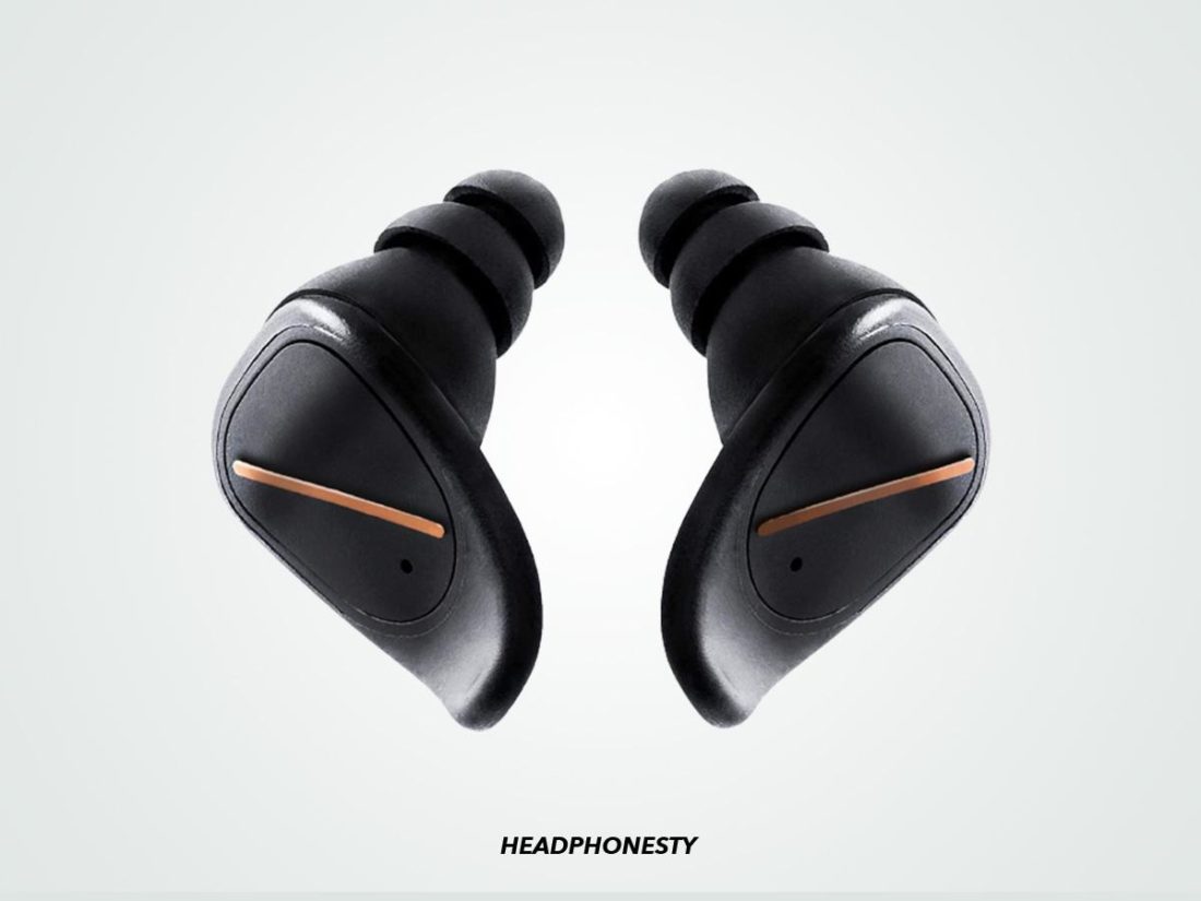 The EAROS ONE earplugs look a bit like earbuds. (From: Amazon)