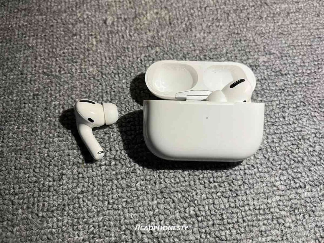 Take out the left AirPod from the charging case