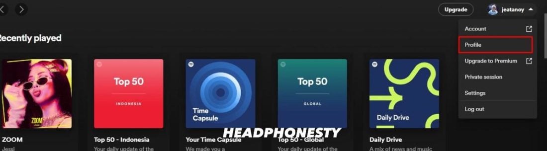 How to Change Spotify Display Name on desktop - tap profile