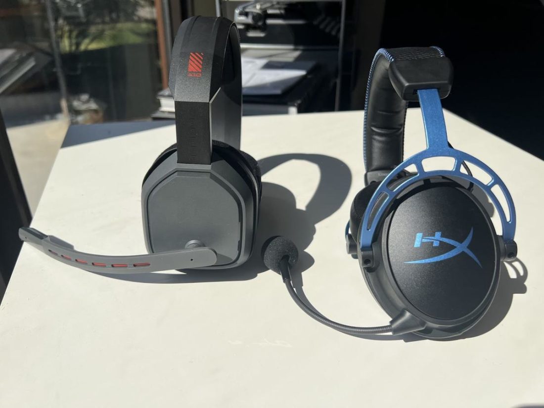 A look at the difference in shape of both headphones left ear cups.