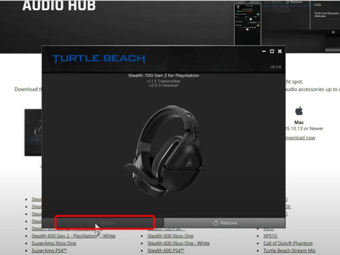 Updating Turtle Beach headset on PC (From: Youtube/YourSixStudios)