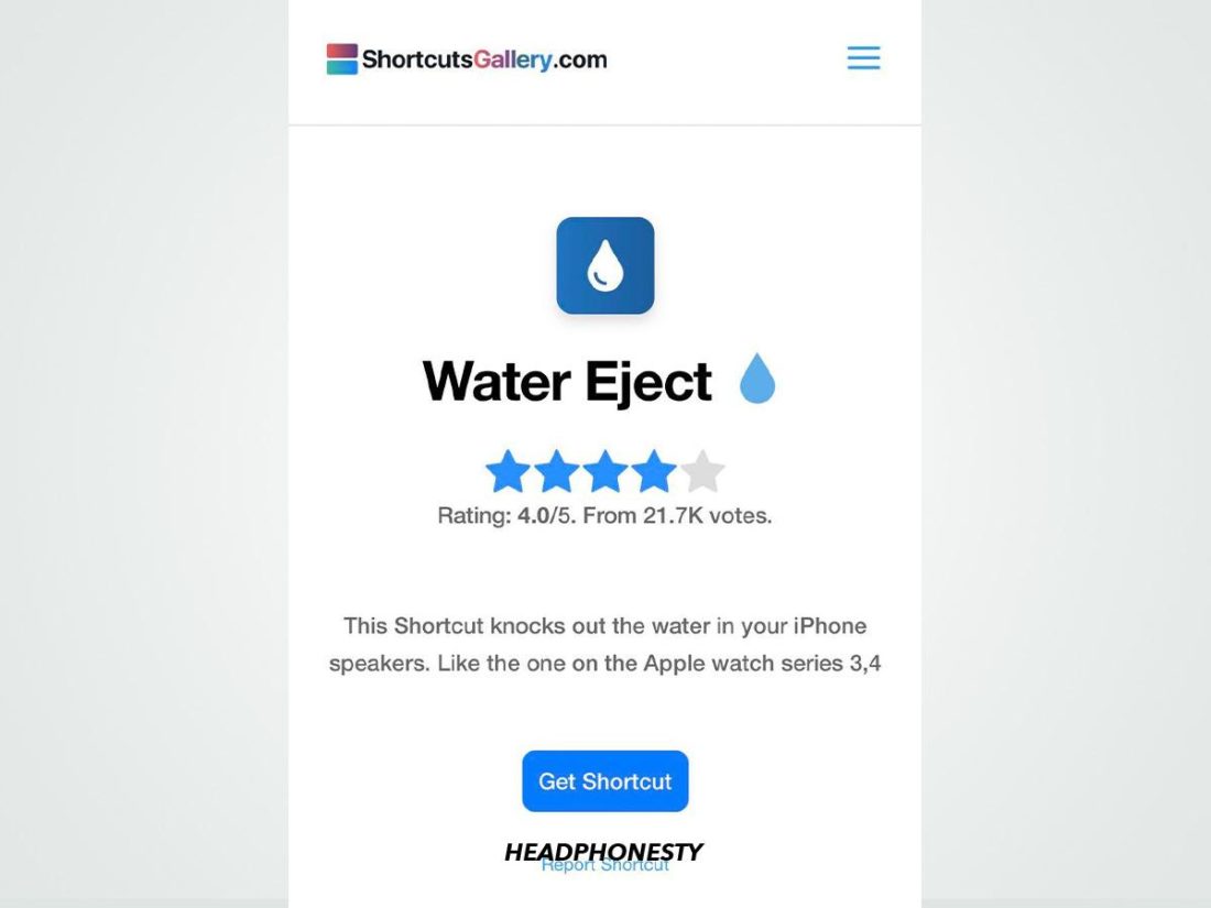 Adding the Water Eject Shortcut on iOS