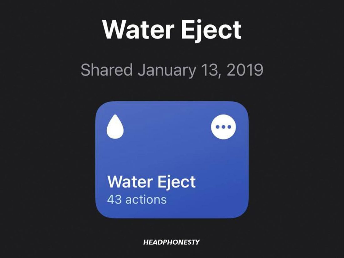 Starting Water Eject function in My Shortcuts section