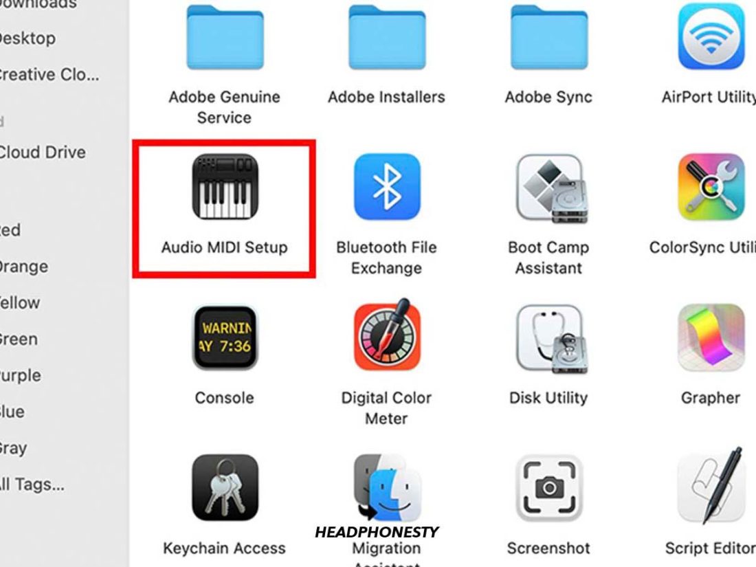 Navigate to Audio MIDI Setup on Mac.