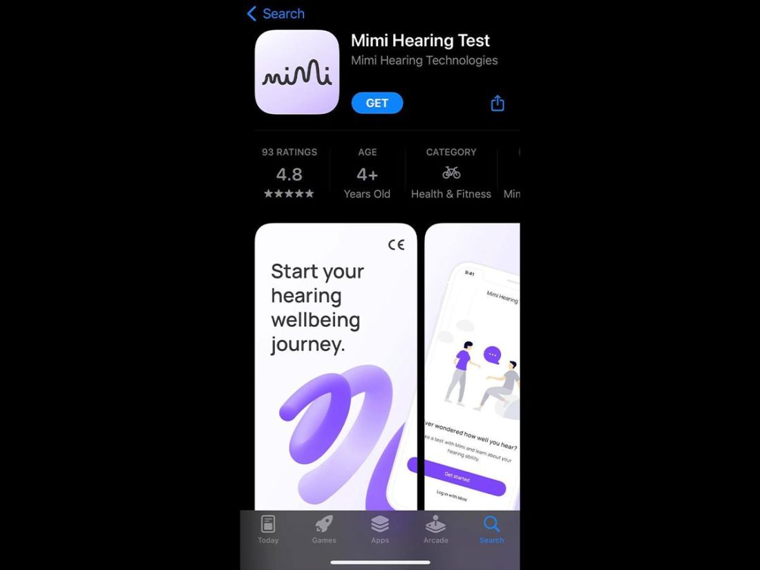Downloading Mimi Hearing Test app