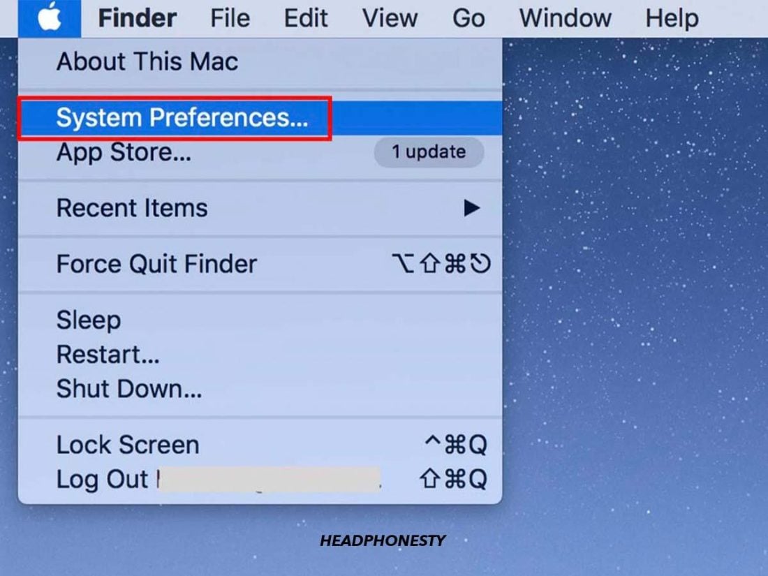 Going to Mac System Preferences tab