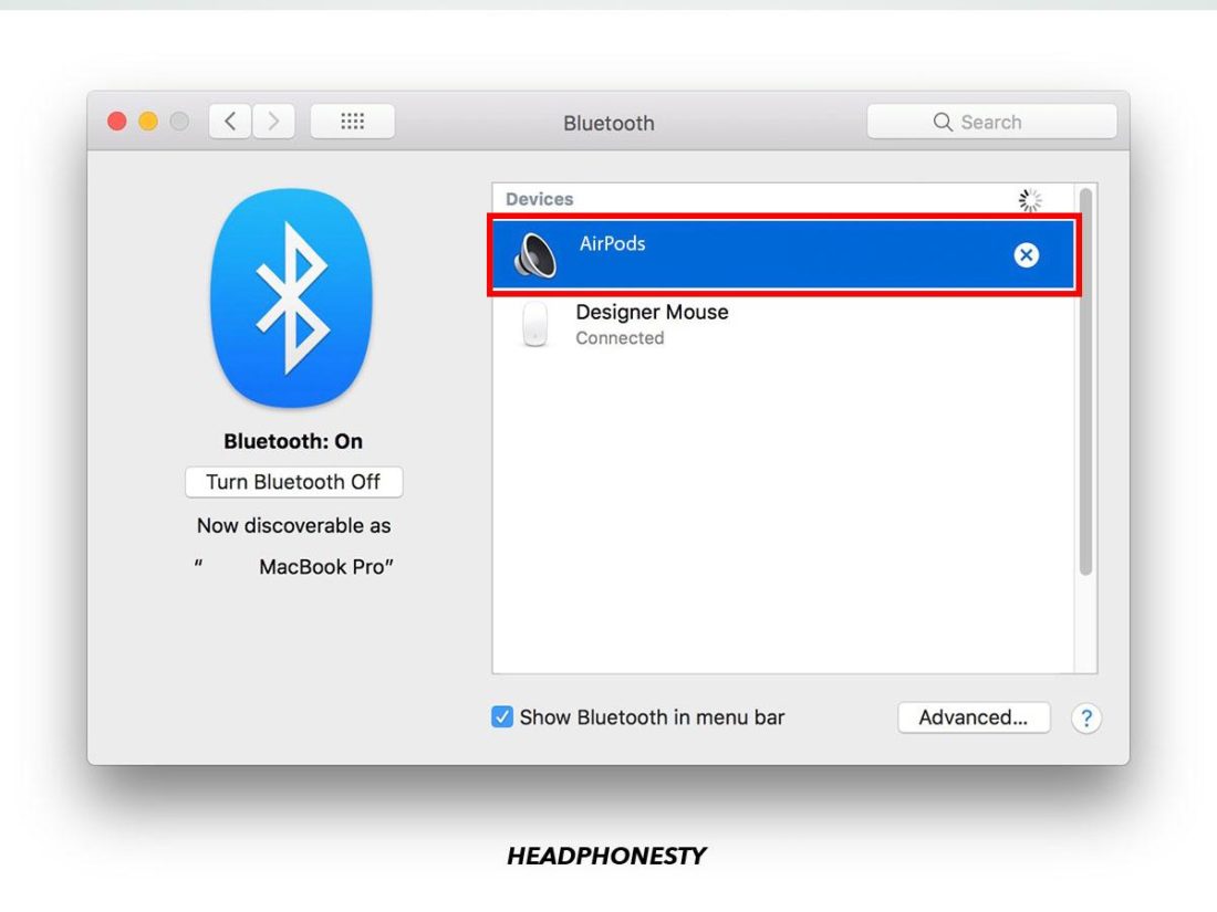 List of Bluetooth devices on Mac