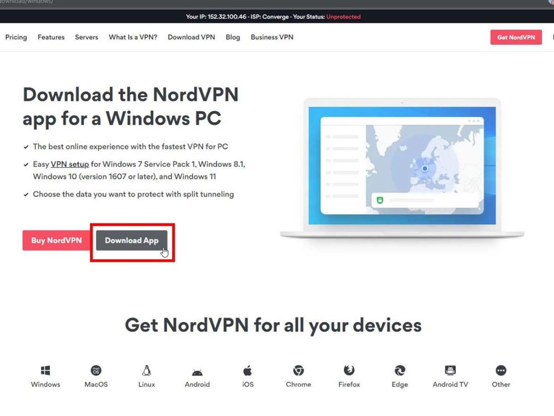Download NordVPN and choose a plan.