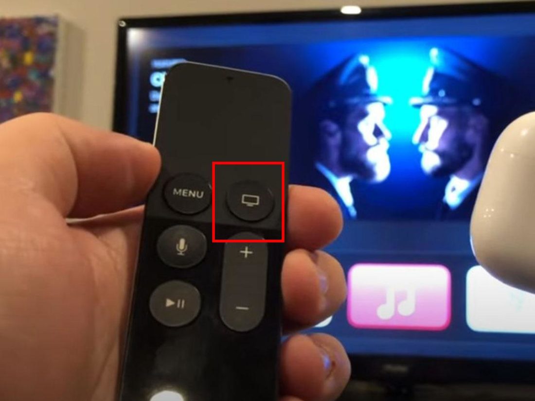 Play/Pause button on remote (From: Youtube/Tech Couch) https://www.youtube.com/watch?v=u_5DiM5Lf_A
