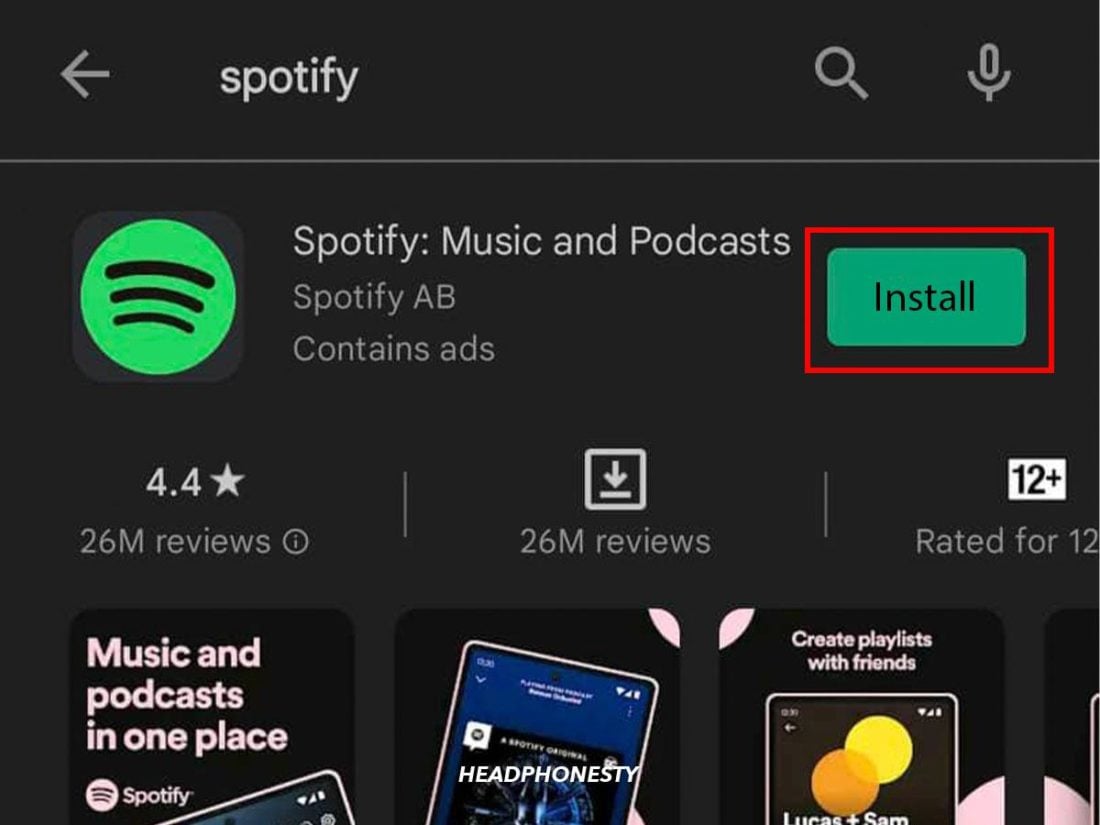Look up Spotify in the search bar to reinstall it.