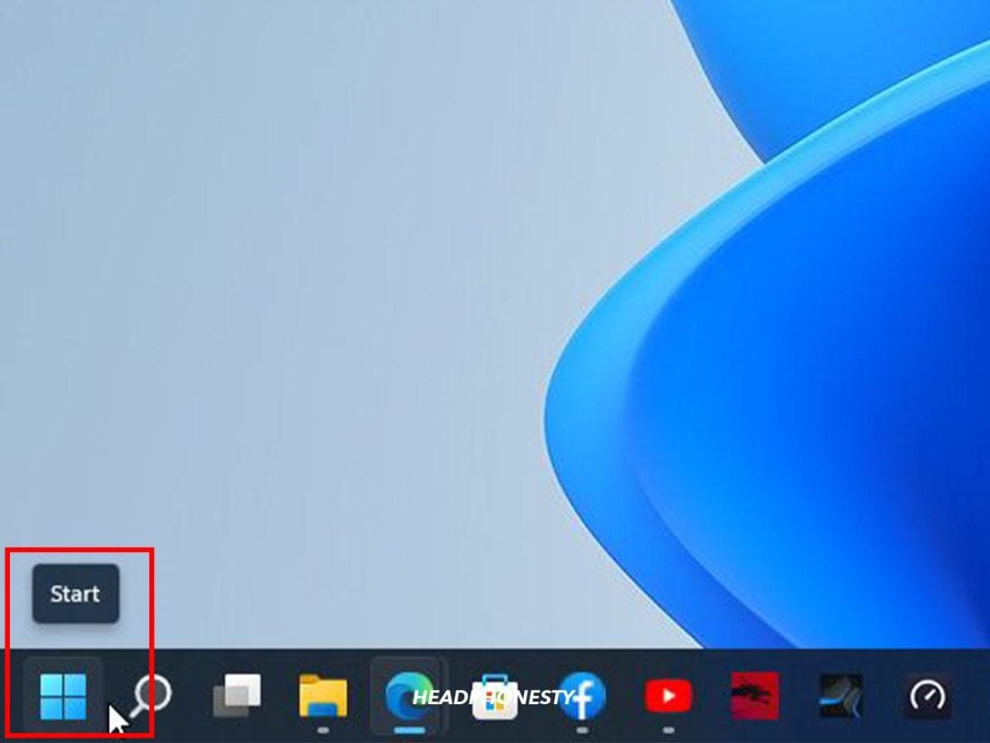 The 'Start' icon on the bottom-left side of your desktop.