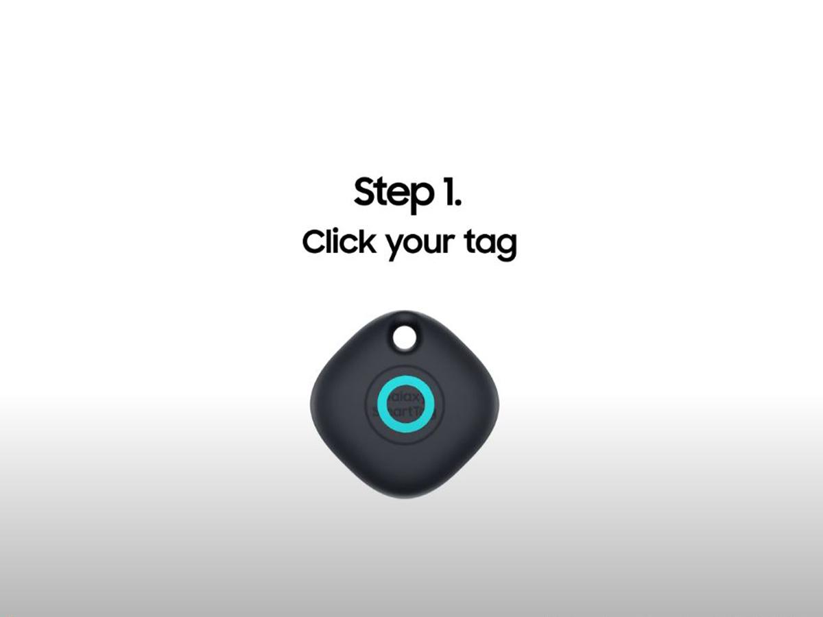 Press the circular green button to add your SmartTag on your device. (YouTube/Samsung) https://www.youtube.com/watch?v=1XOlk17ZnVk