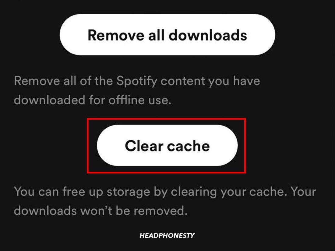 Start clearing cache files on Spotify.