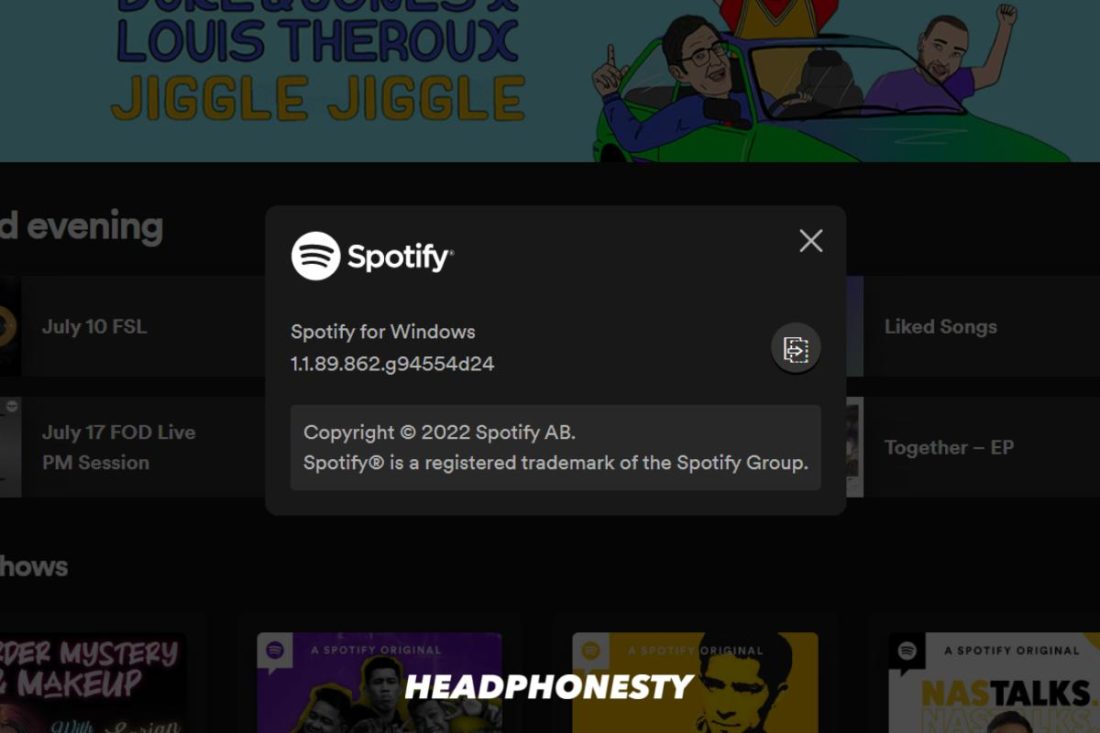 Spotify desktop app's current version