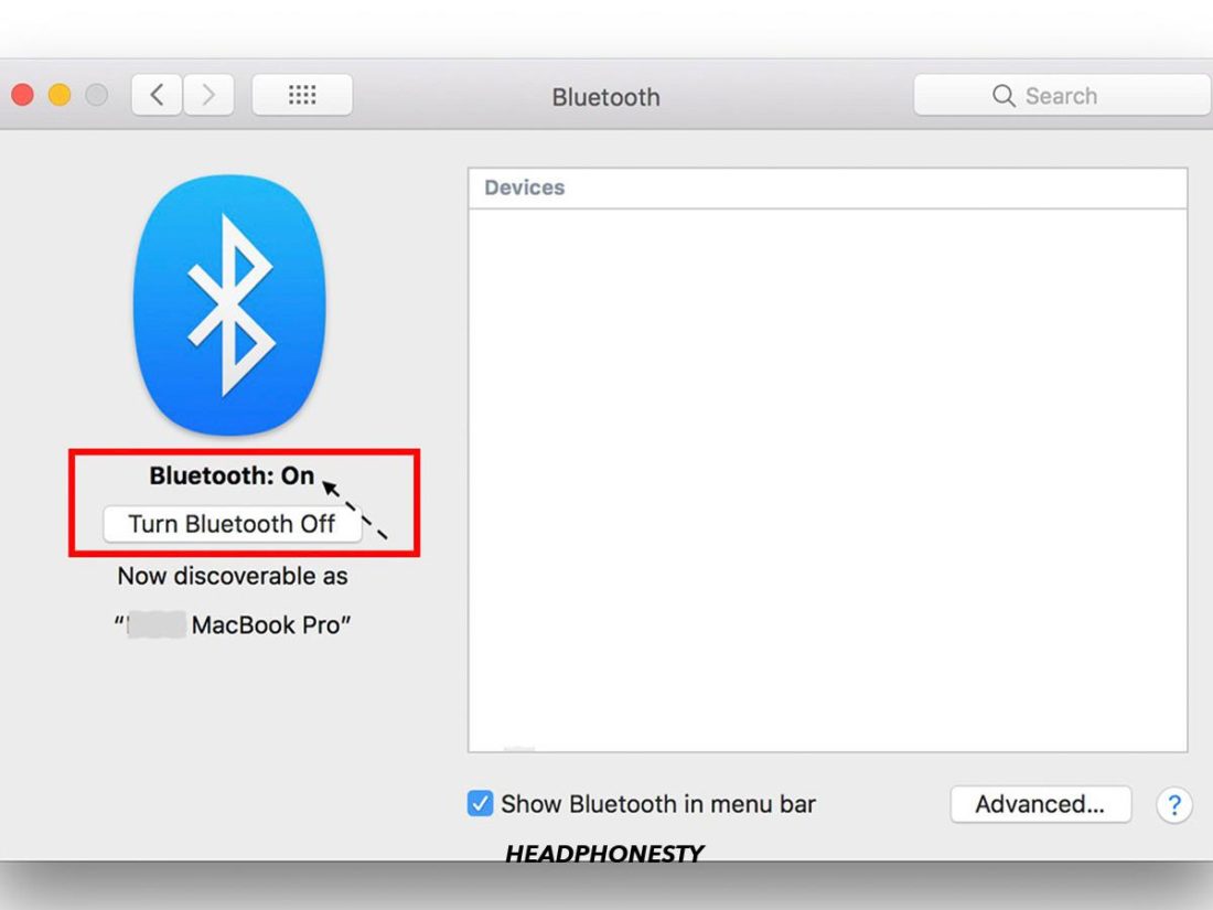 Turning on Mac's Bluetooth