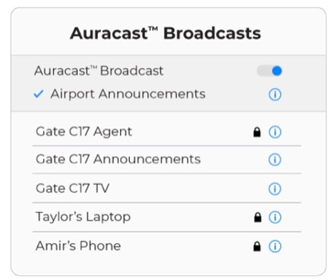 Sample WiFi style os searching for audio network via Auracast (From: Bluetooth SIG)