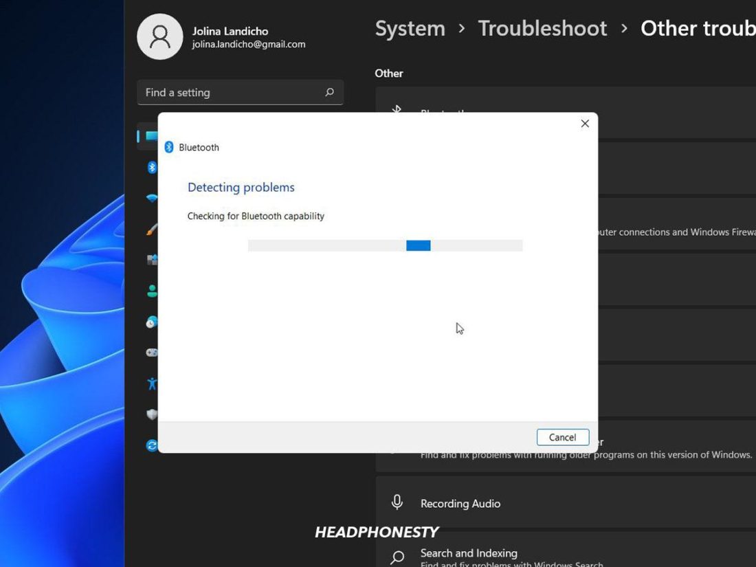 Windows Troubleshooter scanning for issues