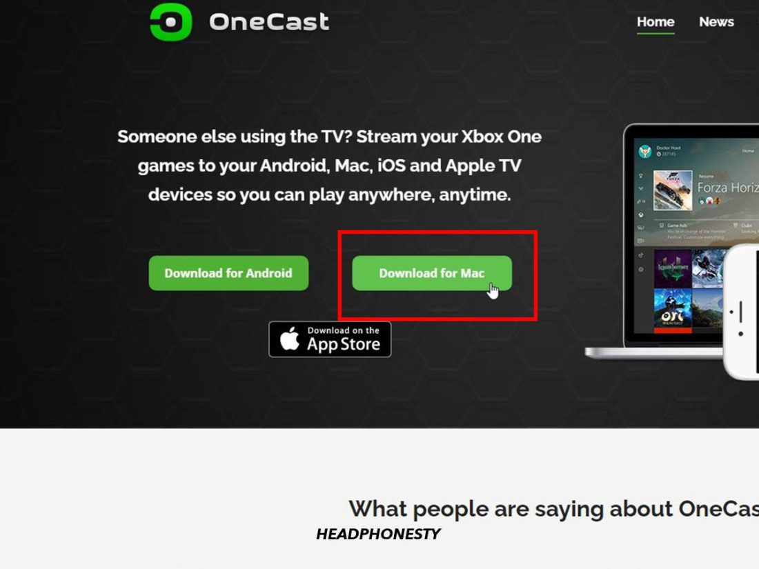 Downloading OneCast for Mac
