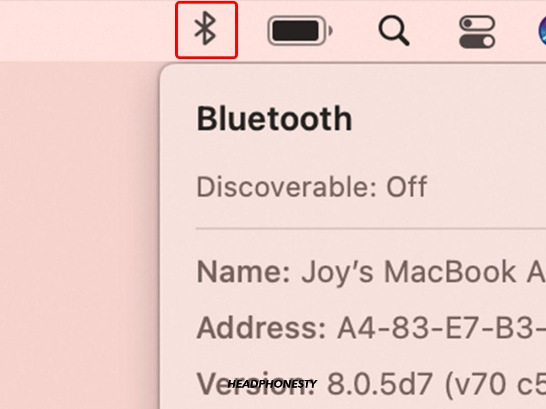 Alihkan ikon Bluetooth di sudut kanan atas.