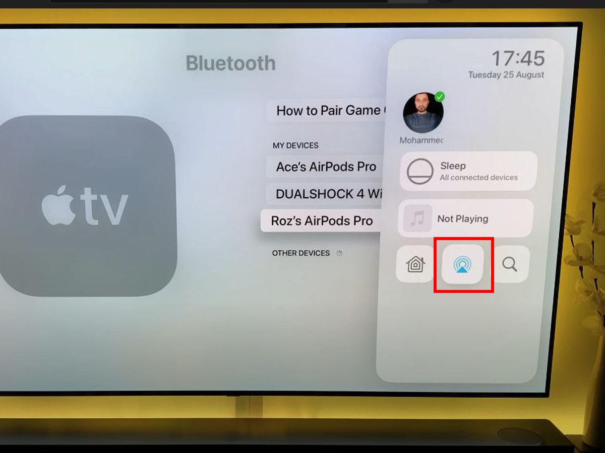 Airplay option on Apple TV (From: Youtube/MA Tech)