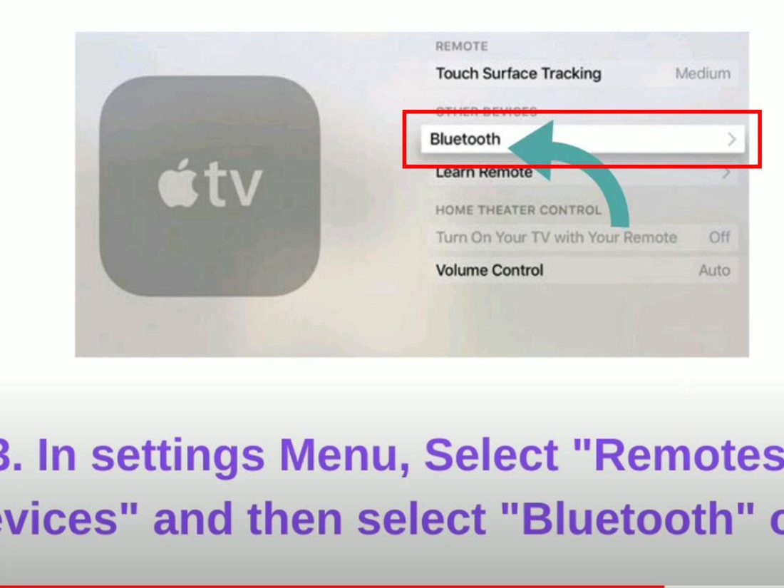 Accessing list of Bluetooth devices in Apple TV (From: Youtube/My iphone support)