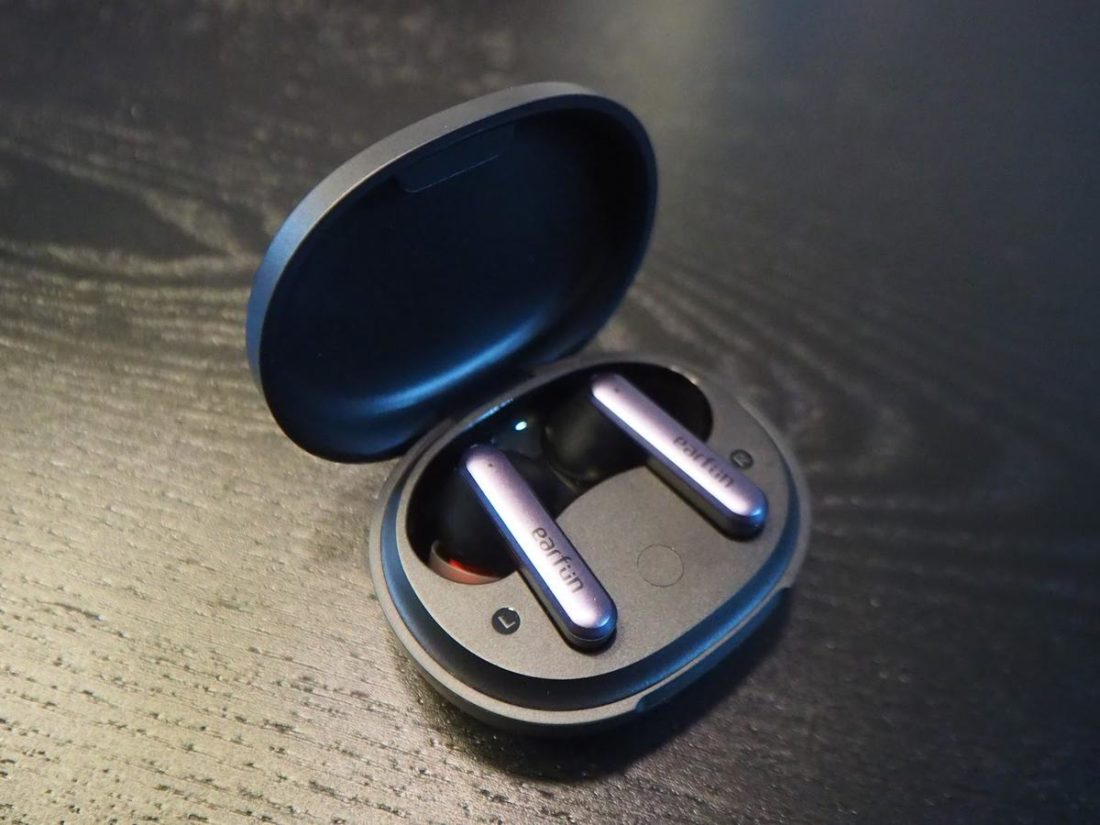 The small and portable case can provide an additional four charges to the earbuds.