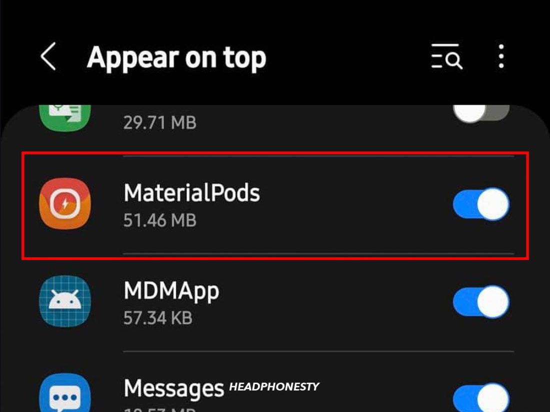 Allowing MaterialPods to appear on top of other apps