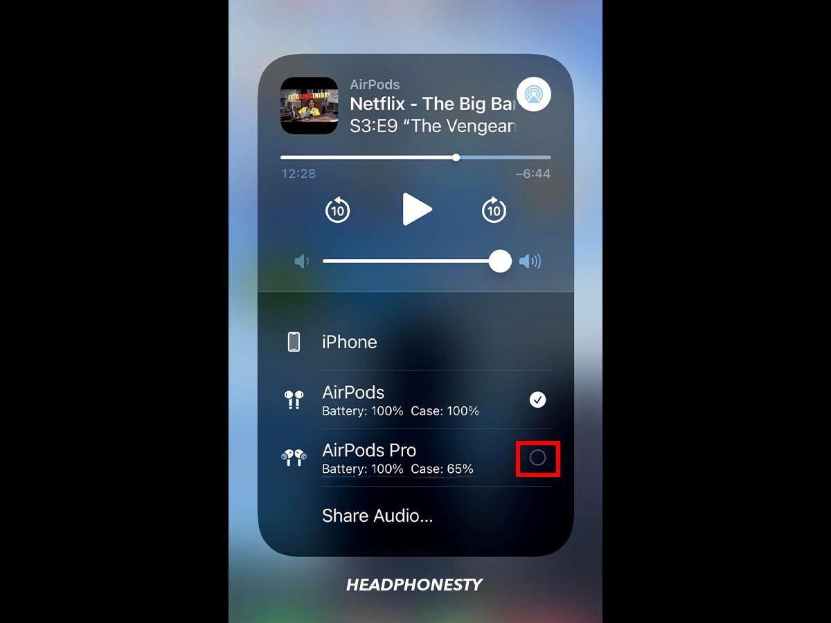 Disconnecting one of two connected AirPods on iOS