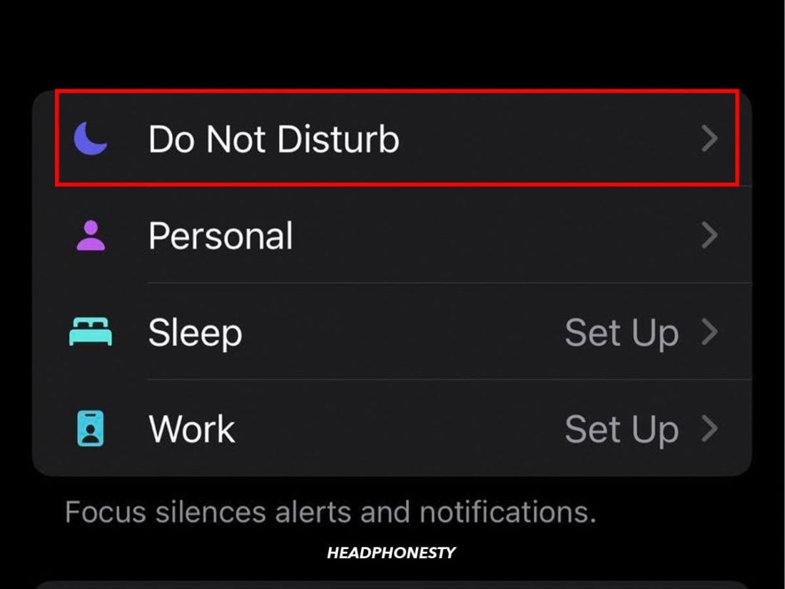 Do Not Disturb option