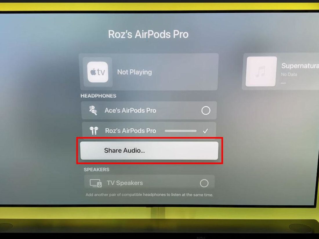 Bagikan audio di AirPlay Apple TV (Dari: Youtube/MA Tech) https://www.youtube.com/watch?v=B3X5dai0_ZI