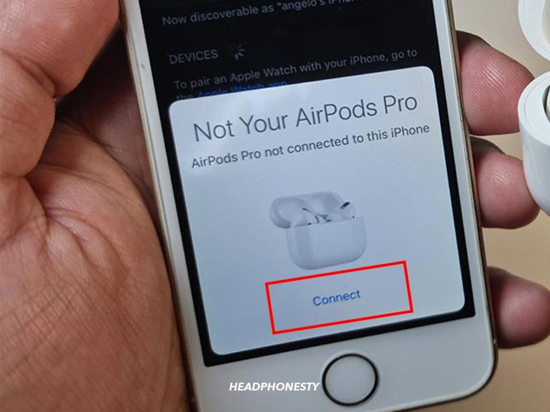 Connecting AirPods to iOS.