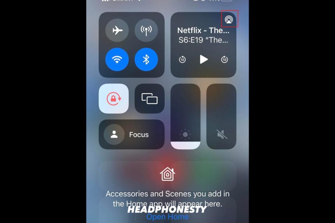 iOS AirPlay button on Control Center