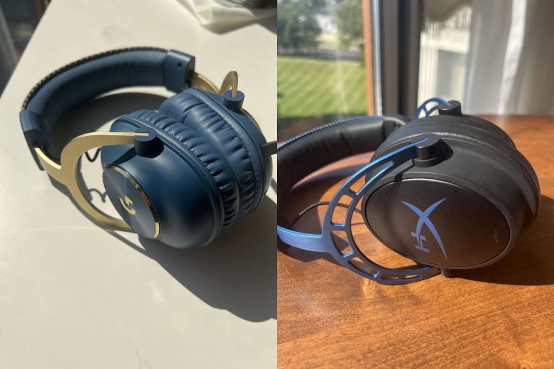 Side by side comparison of the materials used for the ear cups and connective yolk.