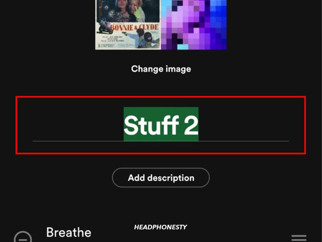 Type in your new Spotify playlist name