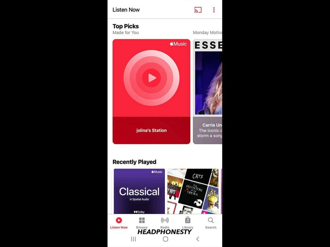 Open Apple Music on your screen.