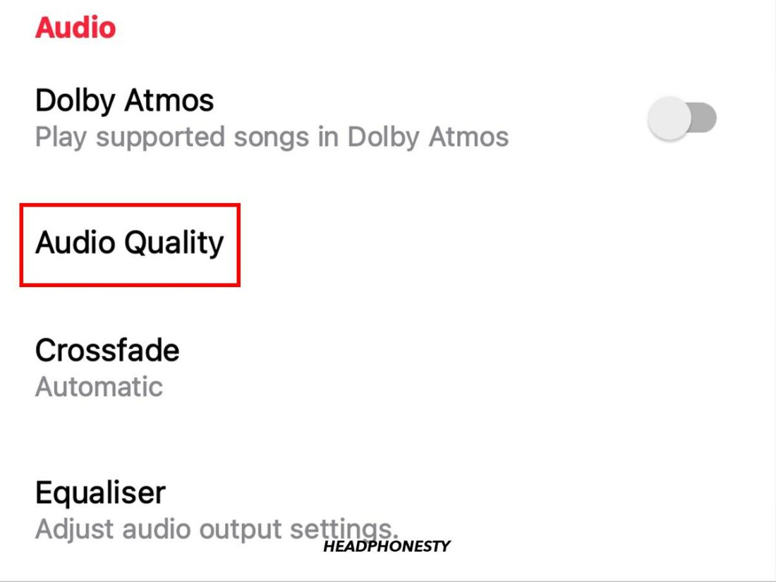 Click on 'Audio Quality.'