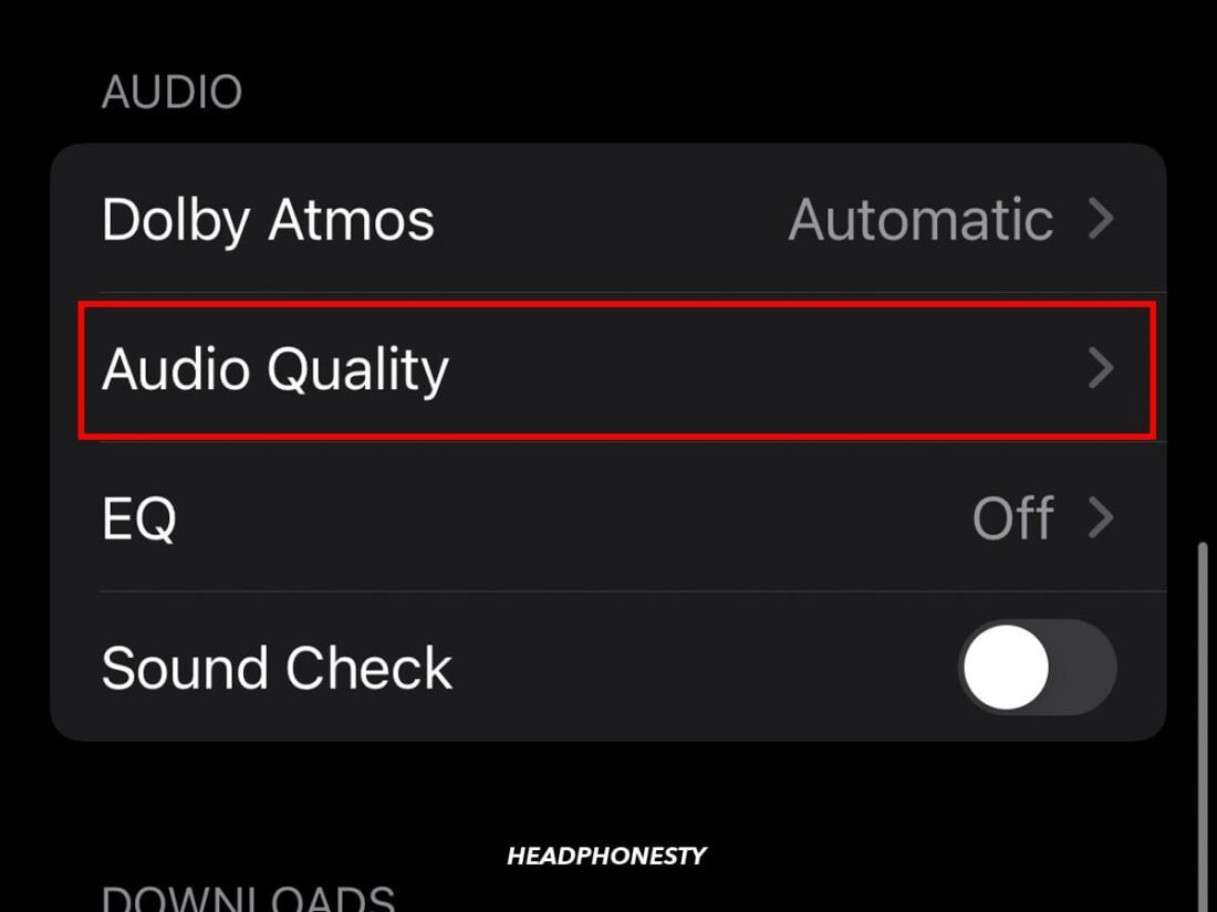 Choose 'Audio Quality.'