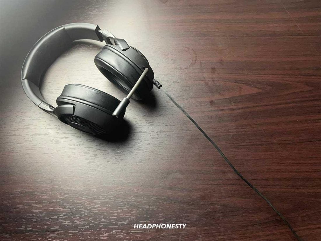 Headphones on a flat surface