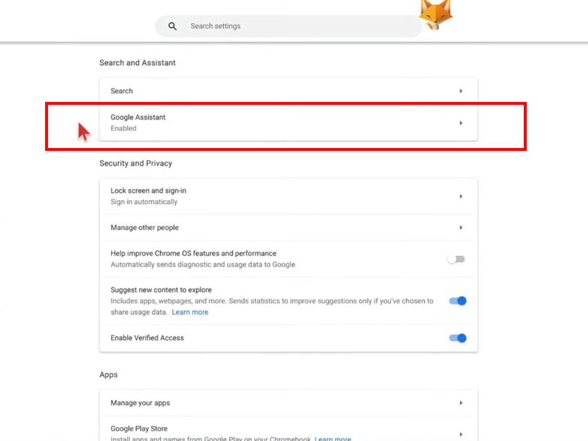 Search and Assistant menu options (From: Youtube/Foxy Tech Tips)