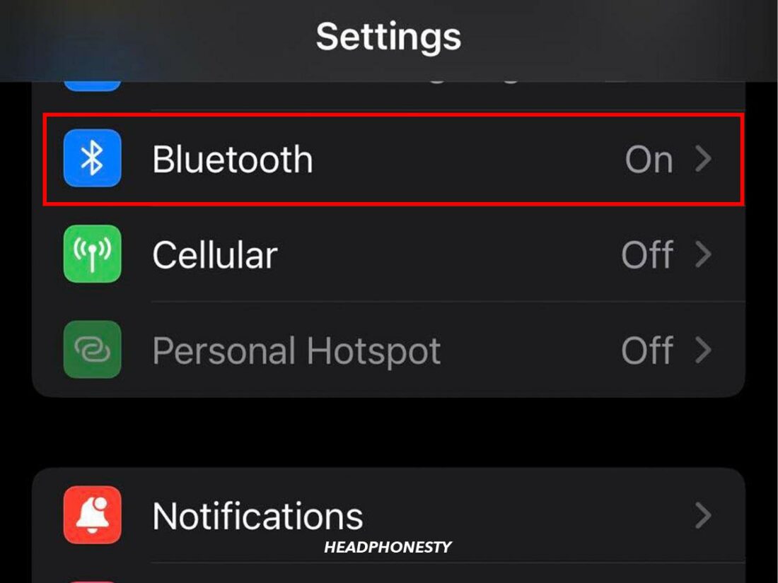 Go to Bluetooth settings