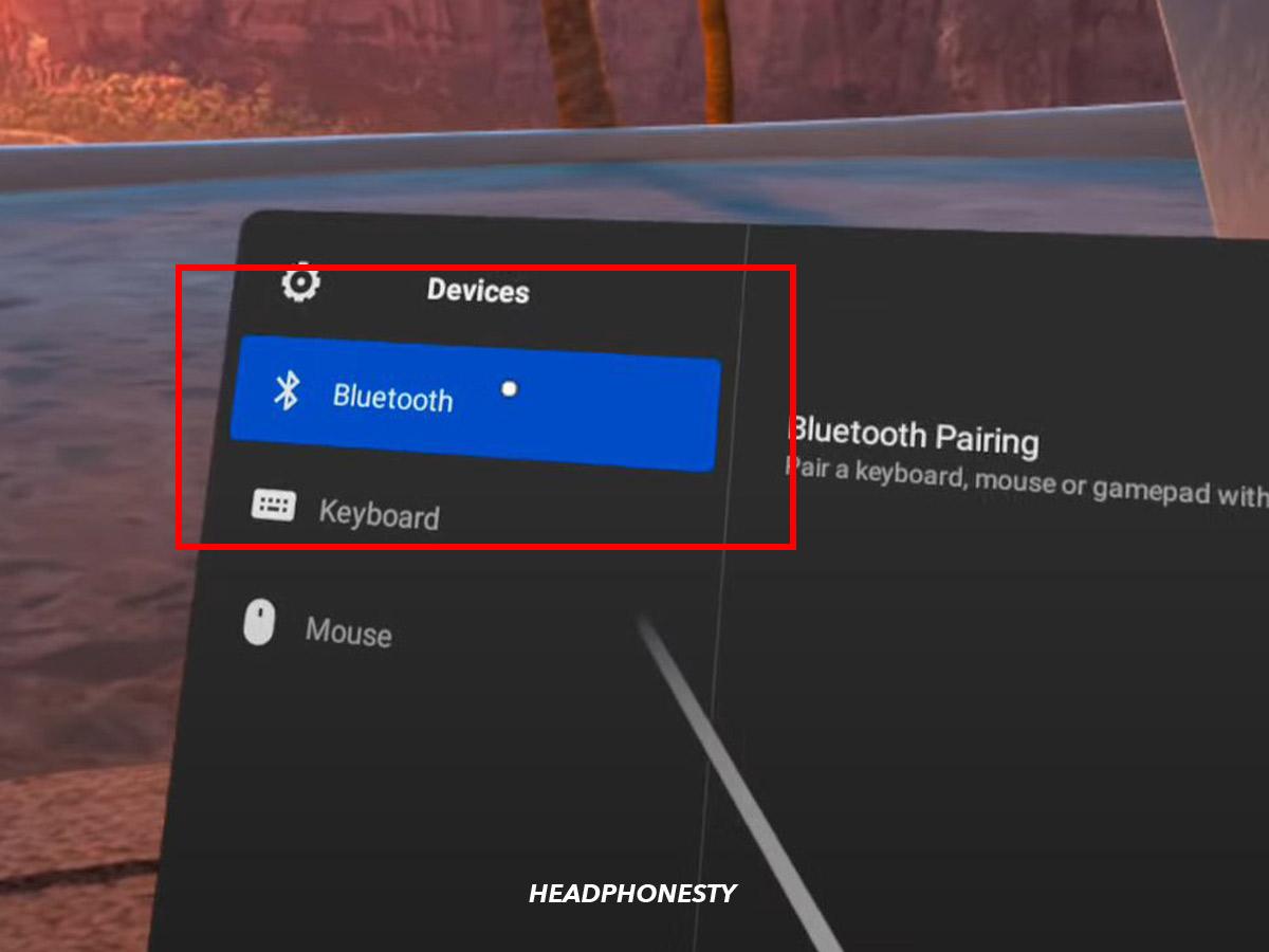 Devices settings on Quest 2 (From: Youtube/Open PC Reviews) 