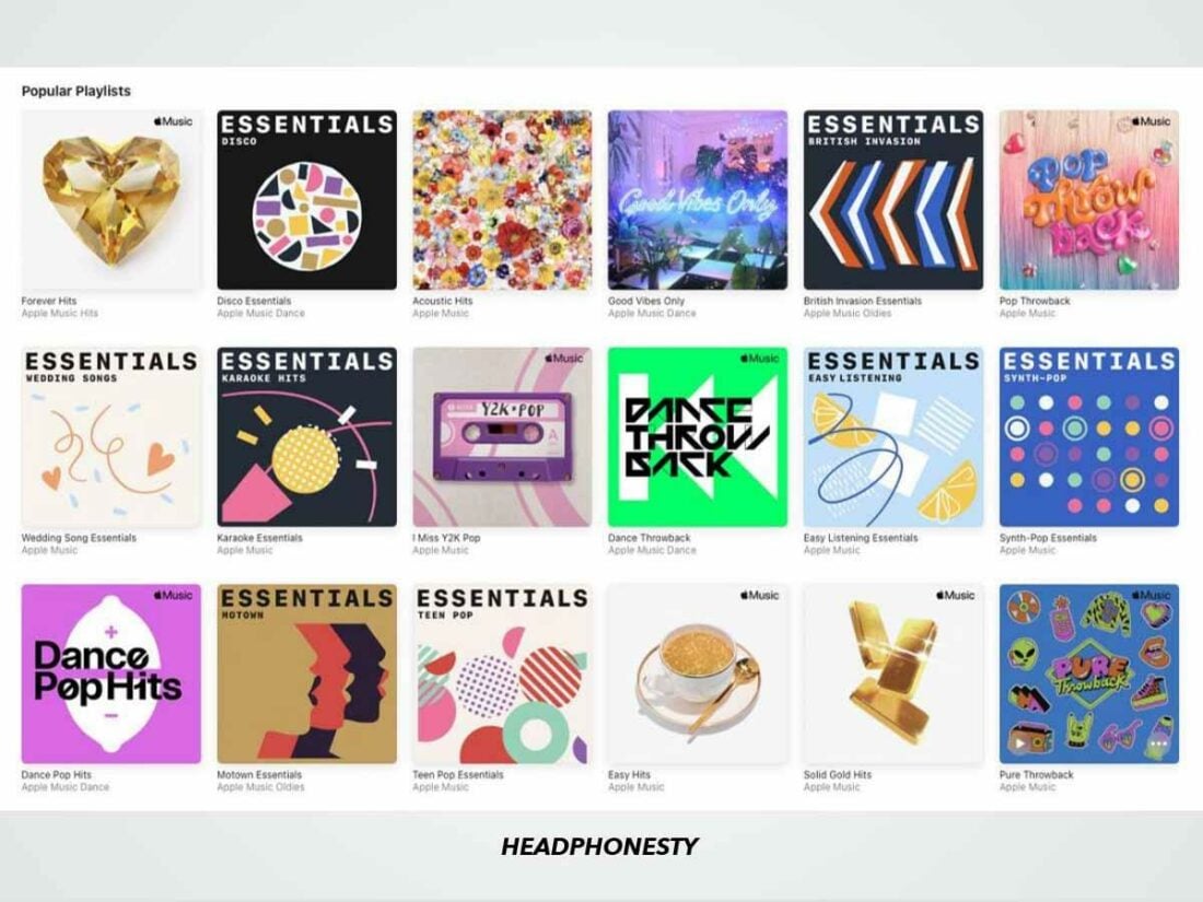 Popular Playlists section on Apple Music.