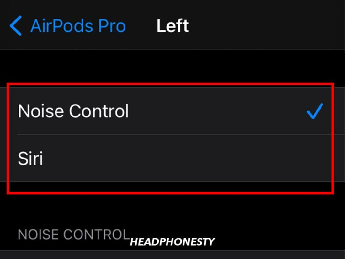 Set the option to Noise Control