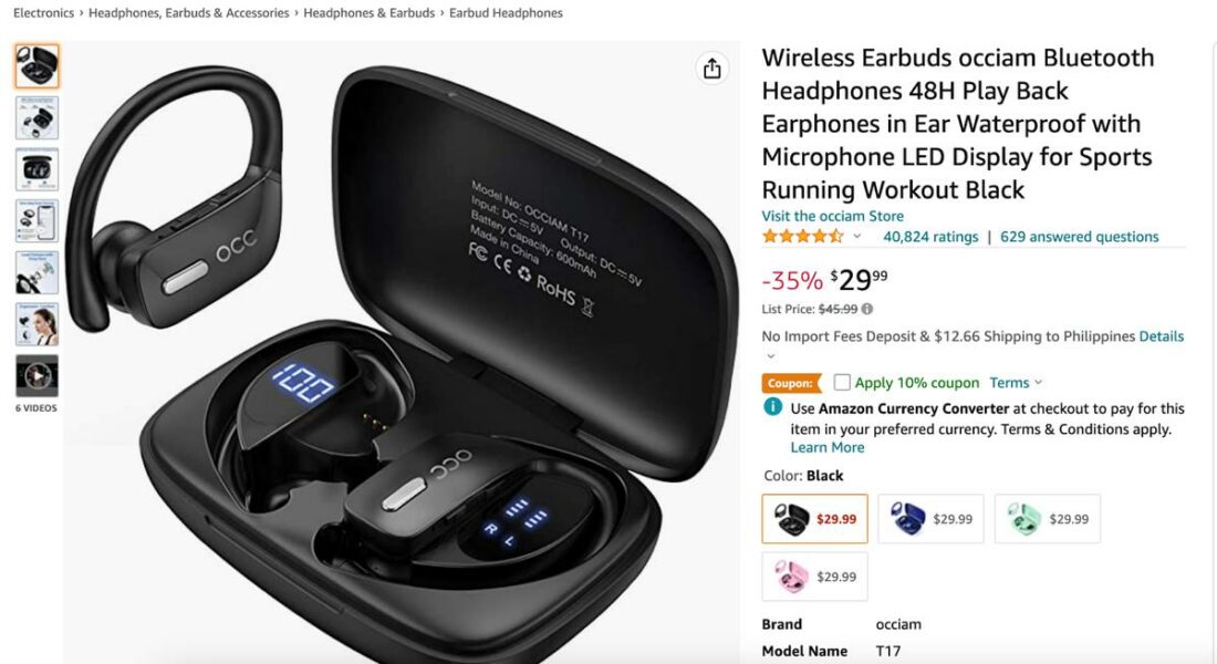 Occiam Bluetooth Headphones Amazon description