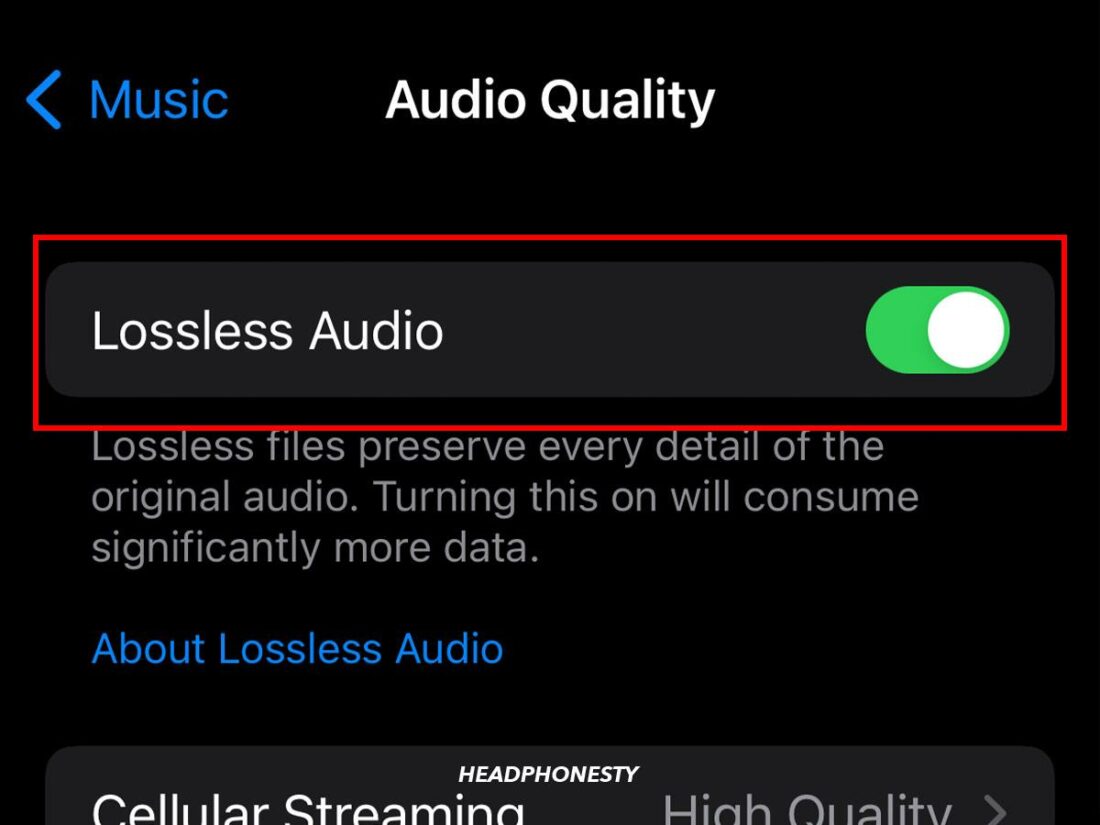 Turning lossless audio on/off